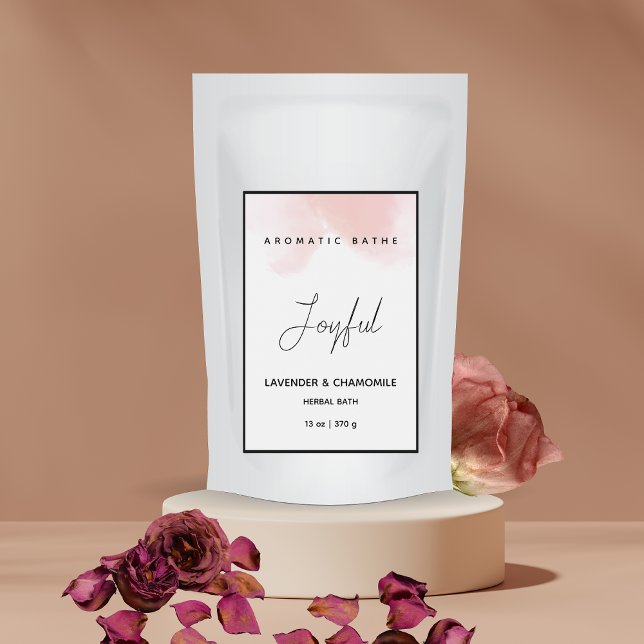 Para Comida Rótulo de Banho Herbal Elegante de Aquarela Rosa (Criador carregado)
