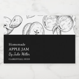 Para Comida Rótulo de emperramento de maçã preto e branco simp