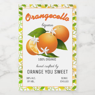 Para Comida Rótulo de Frasco Pequeno Orangecello Moderno