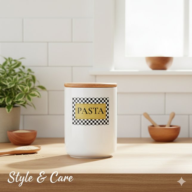 Para Comida Rótulo de Jar de Massa Personalizada com Estilo Cl (Personalized Pasta Jar Label with Classic Style)