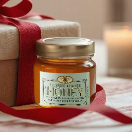 Para Comida Rótulo de mel com estrutura 3D Dourada Metálica 2x