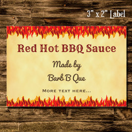 Para Comida Rótulo de Molho Quente BBQ Retro Editável Chamas V