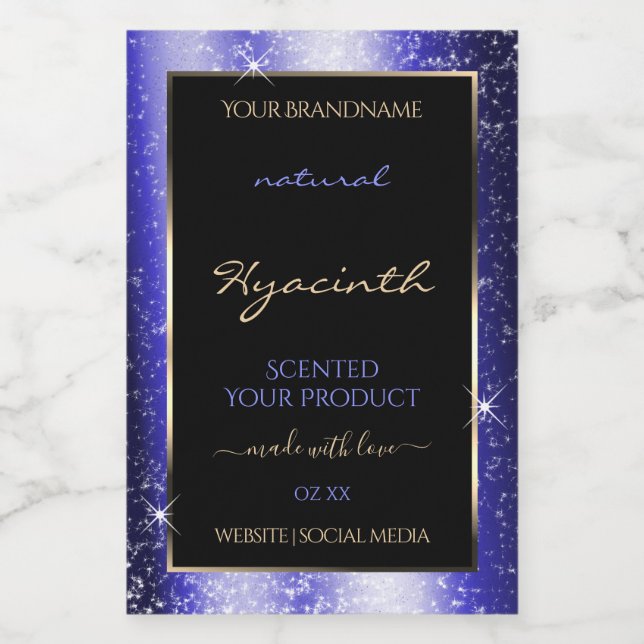 Para Comida Rótulo de Produto de Frame Glitter Real Azul (Rótulo Único)