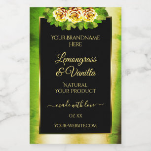 Para Comida Rótulo de Produto Dourado Preto Marble Verde de Ro