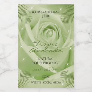 Para Comida Rótulo de Produto Floral Folhas de Rosa Verde