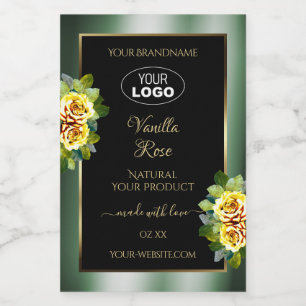 Para Comida Rótulo de Produto Preto Verde Elegante Logotipo de