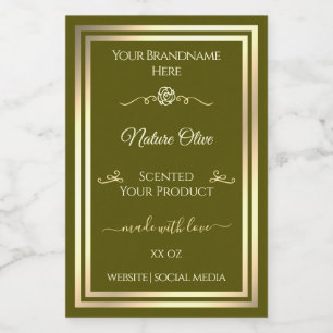 Para Comida Rótulo de Produto Verde-Olividade Dourado Frame Vi
