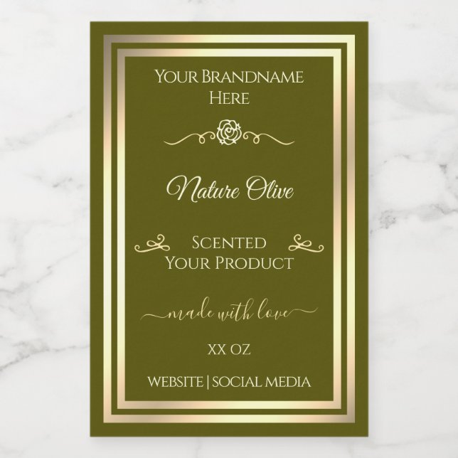 Para Comida Rótulo de Produto Verde-Olividade Dourado Frame Vi (Rótulo Único)