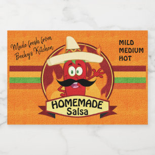 Para Comida Rótulo de Salsa Caseira com Pimenta Chili Fofa