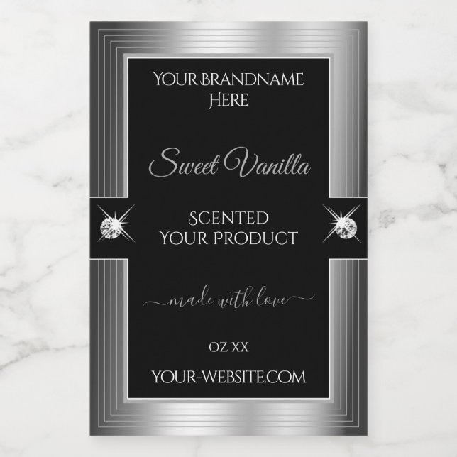 Para Comida Rótulo do produto Brilhante De Luxe Black Silver S (Rótulo Único)