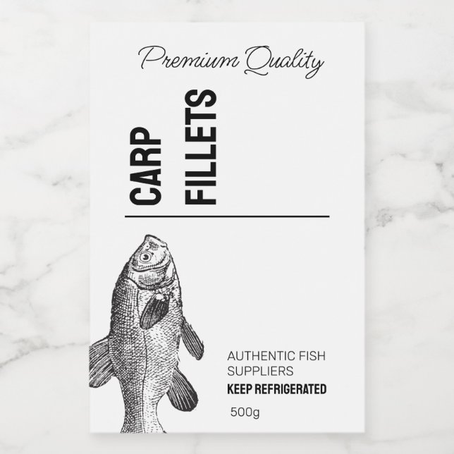 Para Comida Rótulo do Produto Filetes de Peixes de Carpa (Rótulo Único)