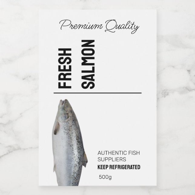 Para Comida Rótulo do Produto Peixe de Salmão Fresco (Rótulo Único)