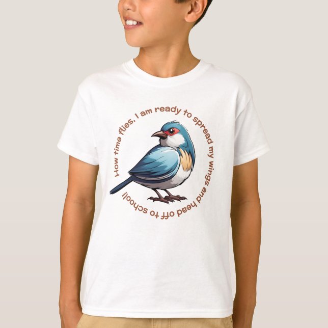 Para Crianças Escolares Camisa Azul Castanho (Frente)