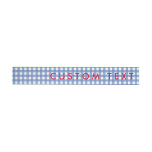 Para Envelope Etiquetas de Convite Gingham Azul e Branco Oz Wrap