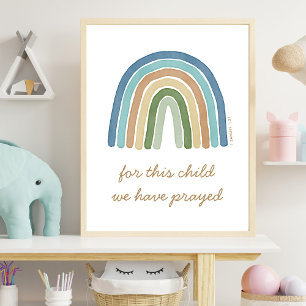 Para Esta Criança Rezamos Boho Blue Rainbow Poster