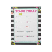 Para Fazer Hoje - Bloco de Notas Floral de Stripe