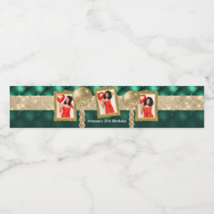 Para Garrafa D'água Rótulo de Água Verde Esmeralda e Dourado com Image