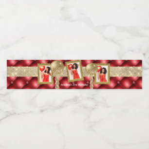 Para Garrafa D'água Rótulo de Água Vermelha e Dourada com Imagens