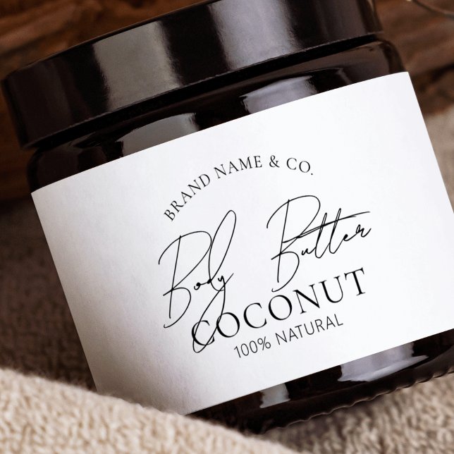 Para Garrafa D'água Rótulo de Jar de Manteiga Simples de Corpo Moderno (Minimal cosmetic jar wrap around label, great for body butter, body scrubs, lotions and more)