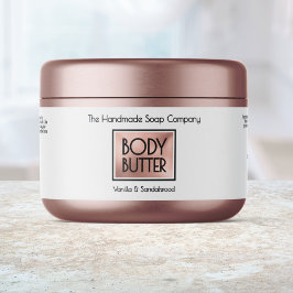 Para Garrafa D'água rótulo de pote de manteiga corporal branco Chic, d