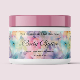 Para Garrafa D'água Rótulo de Pote de Manteiga Corporal - Flores Paste