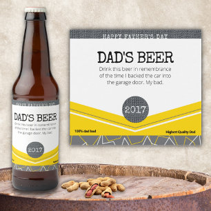 Para Garrafa De Cerveja Rótulo do frasco do Pai Amarelo Engraçado
