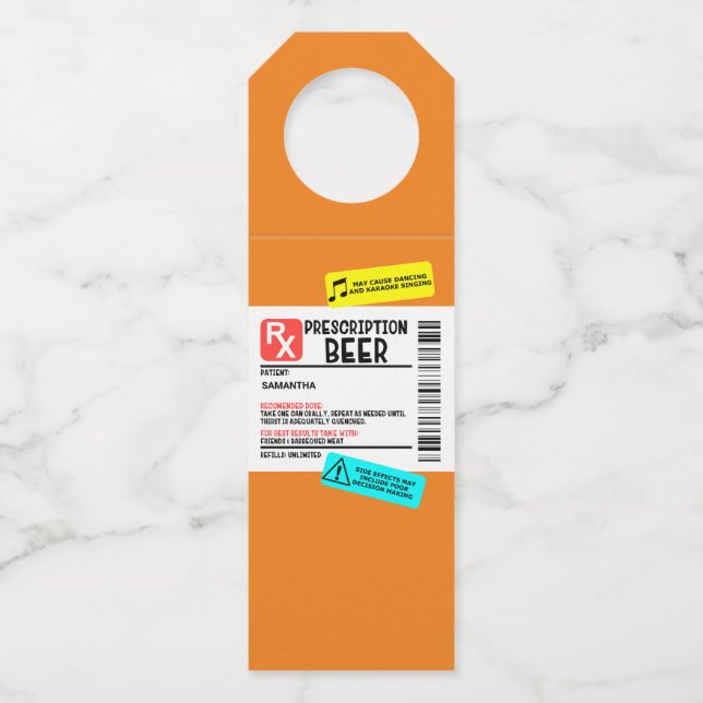 Para Garrafa Etiqueta de Aviso de Cerveja com Prescrição Engraç (Frente)