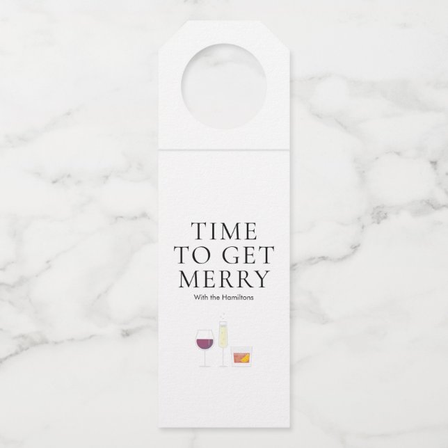 Para Garrafa Hora de pegar uma etiqueta de Natal feliz (Frente)