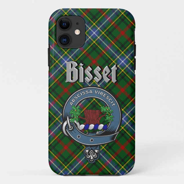 Para iPhone 11 Bisset Clan Crachá e Capa de telefone Tartan (Verso)