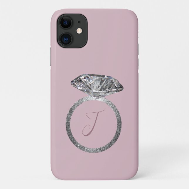 Para iPhone 11 Bling Diamond e Blush Pink Capa de telefone (Verso)