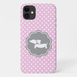 Para iPhone 11 Bolinhas rosa Capa de telefone móvel Dachshund