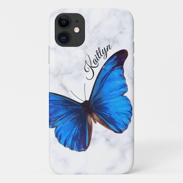 Para iPhone 11 Borboleta Azul Brilhante | Capa de telefone person (Verso)