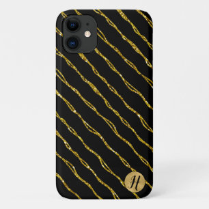 Para iPhone 11 Brilho Dourado e capa de telefone preta