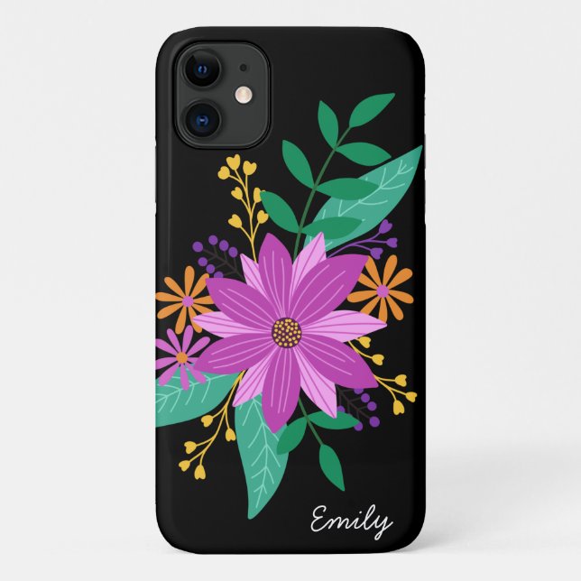 Para iPhone 11 Buquê Floral Capa de telefone Personalizada (Verso)