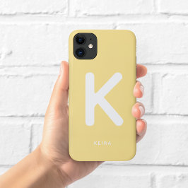 Para iPhone 11 Capa de Telefone Amarelo Manteiga com Monograma