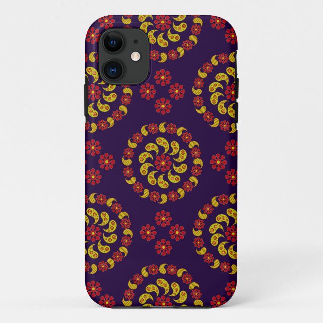Para iPhone 11 Capa de telefone Amarelo Vermelho E Púrpura (Verso)