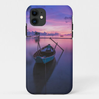 Para iPhone 11 Capa de telefone barco ao pôr do sol