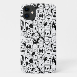 Para iPhone 11 Capa de telefone Branca Preta de Cães
