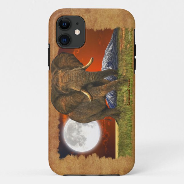 Para iPhone 11 Capa de telefone Celular do Elefante Africano e da (Verso)