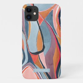 Para iPhone 11 Capa de telefone com arte abstrata de aquarela bot