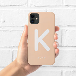 Para iPhone 11 Capa de telefone com monograma de pêssego