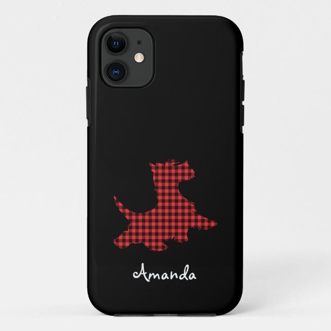Para iPhone 11 Capa de telefone com xadrez vermelho e preto e cac (Verso)