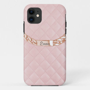 Para iPhone 11 Capa de telefone cor-de-rosa da identificação do