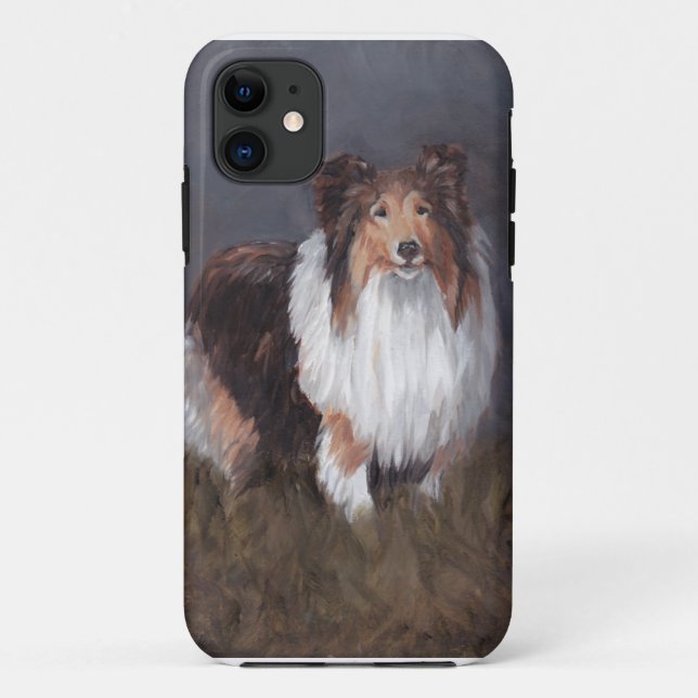 Para iPhone 11 Capa de telefone da arte do cão do Sheepdog de (Verso)