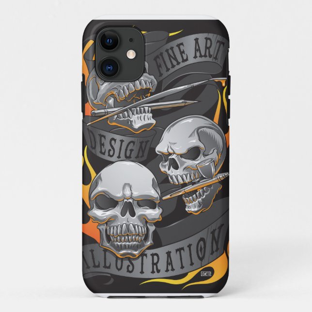 Para iPhone 11 Capa de telefone da arte do crânio (Verso)