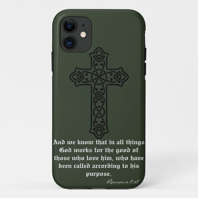Para iPhone 11 Capa de Telefone Dark Green Holly Blessings (Verso)