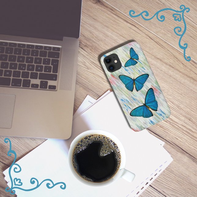 Para iPhone 11 Capa de telefone de Arte da Borboleta Azul (Criador carregado)