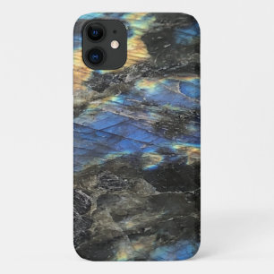 Para iPhone 11 Capa de telefone de Cristal Labradorite Amarelo Az