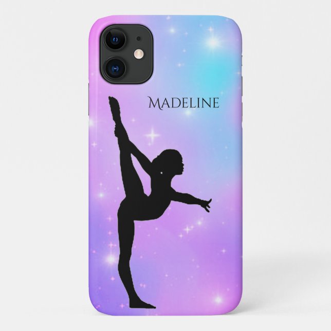Para iPhone 11 Capa de telefone de Gradiente de Ginástica c/ Nome (Verso)