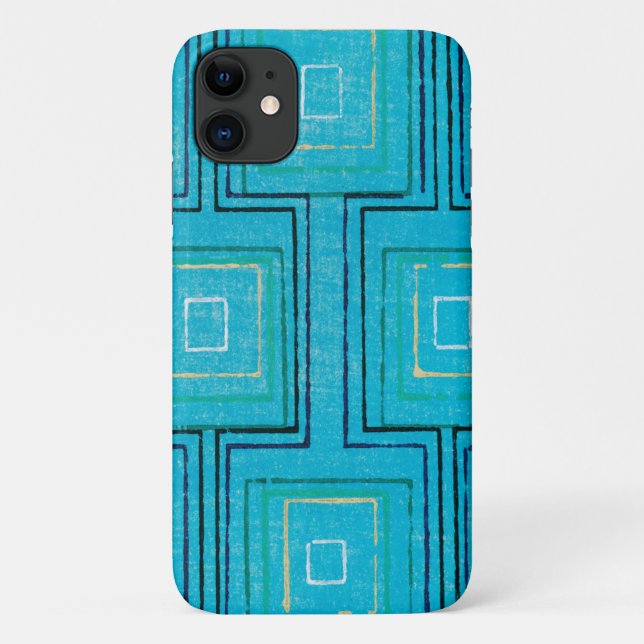 Para iPhone 11 Capa de telefone de Padrão de Arte da Xadrez Azul  (Verso)